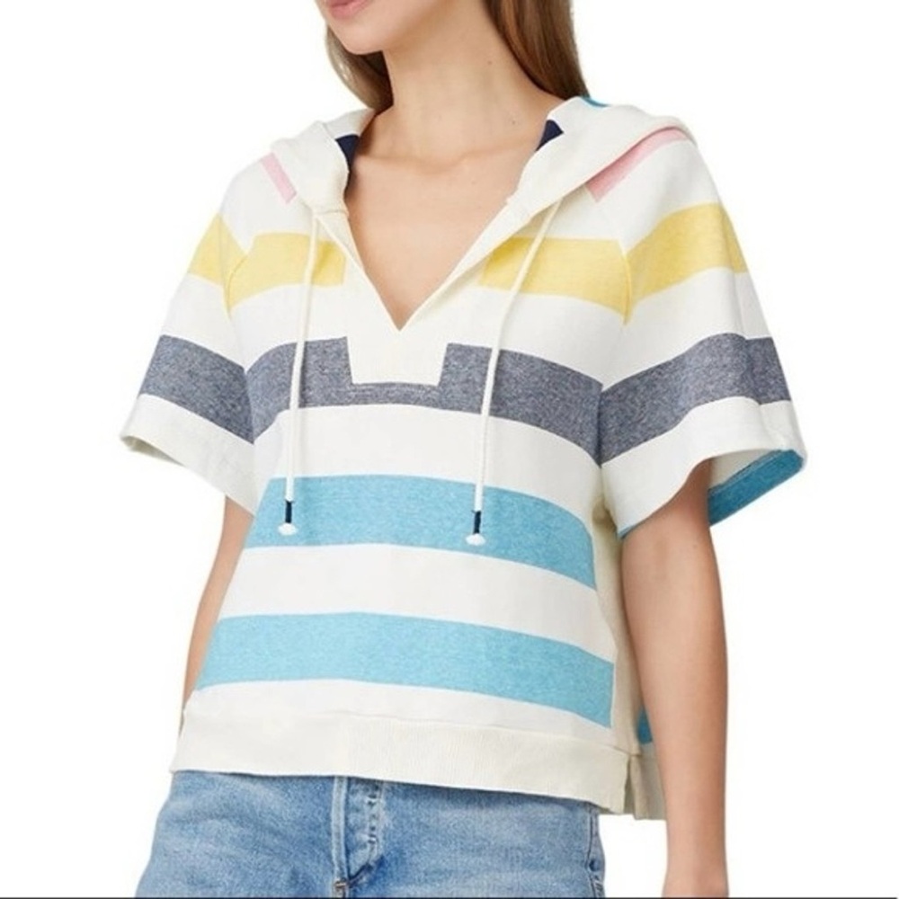 Like-New Splendid x Gray Malin Shoreline Stripe Short-Sleeve Hoodie